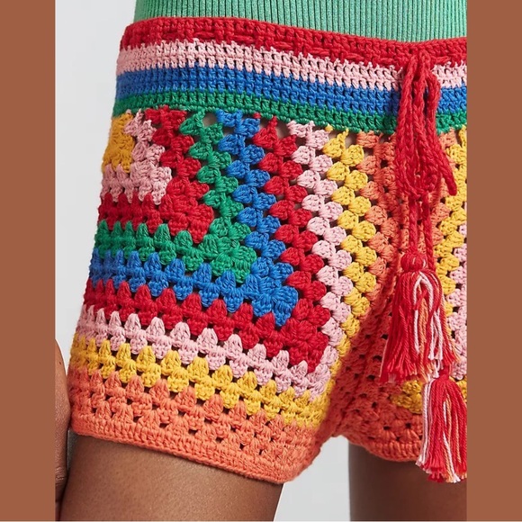 FARM Rio Striped Scarf Crochet Shorts XS NWT - Picture 14 of 16